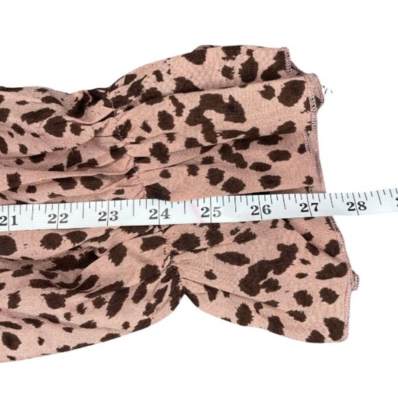 PrettyLittleThing Pink Brown Polka Dot Tie Neck Wrap Skirt Bodycon Dress Size 12 - Picture 8 of 12